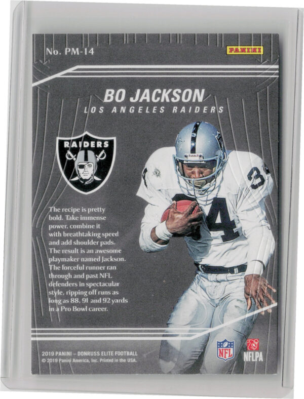2019 Donruss Elite Bo Jackson #PM-14 Raiders Playmakers - Image 3