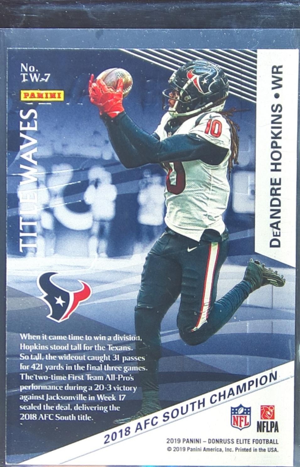 2019 Donruss Elite DeAndre Hopkins #TW-7 Texans Title Waves - Image 3