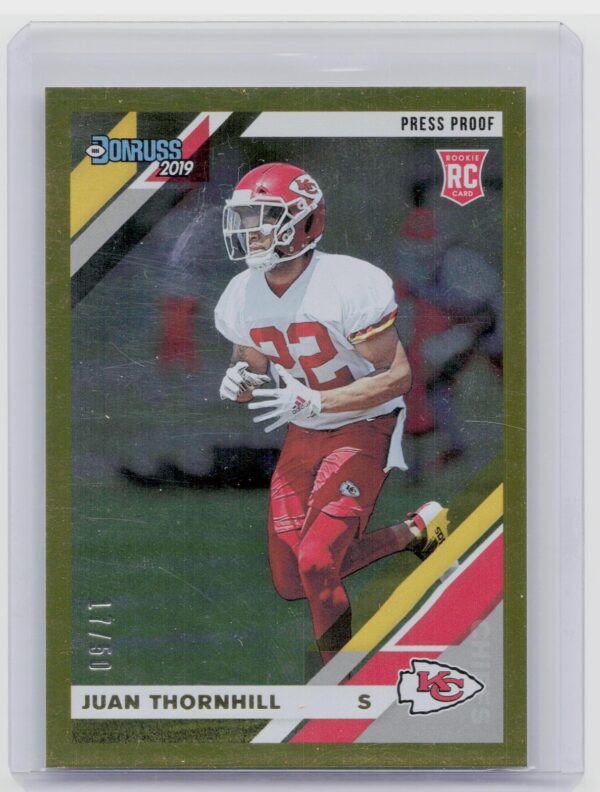 2019 Donruss Juan Thornhill Press Proof Gold /50 #280 Chiefs