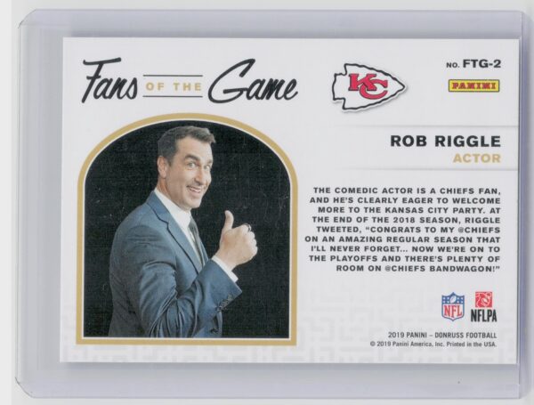 2019 Donruss Rob Riggle Fans of the Game #FTG-2 Chiefs - Image 3