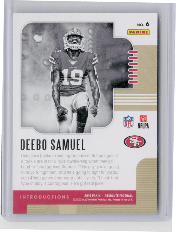 2019 Panini Absolute Deebo Samuel SN100 #6 49ers Introductions Spectrum Red - Image 3