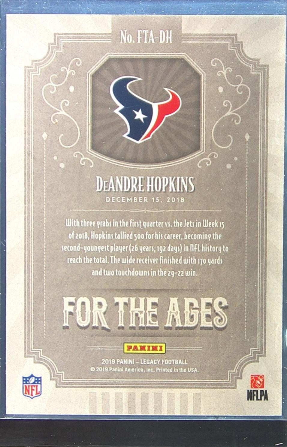 2019 Panini Legacy DeAndre Hopkins #FTA-DH Texans For the Ages - Image 3