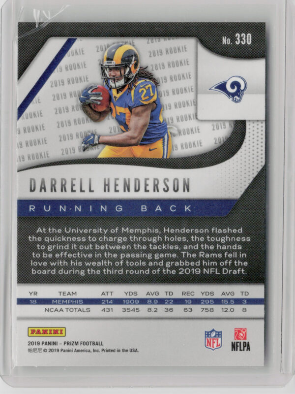 2019 Panini Prizm Darrell Henderson RC #330 Rams - Image 3