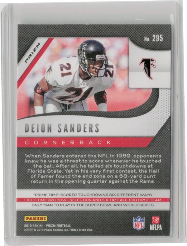 2019 Panini Prizm Deion Sanders Prizm #295 Falcons - Image 3