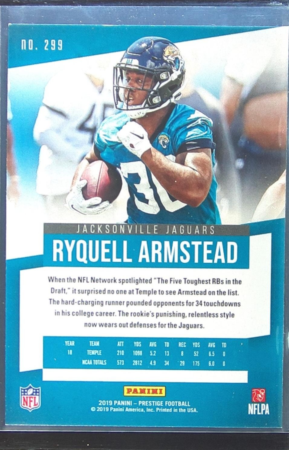 2019 Prestige Ryquell Armstead Xtra Points Green RC #299 Jaguars - Image 3