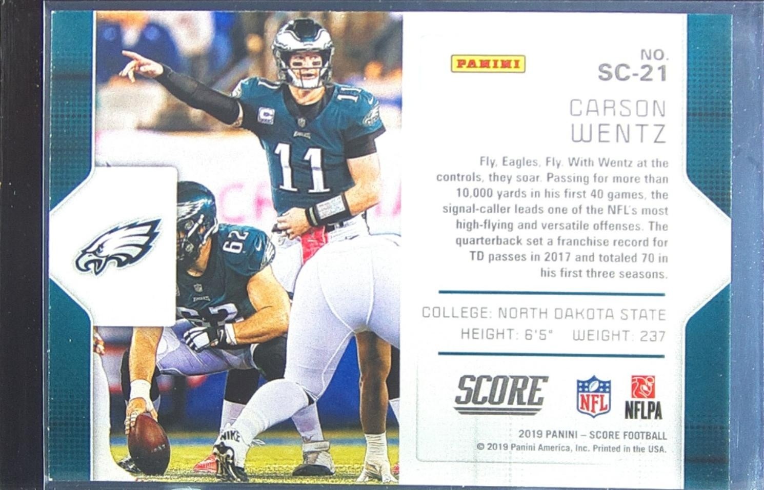 2019 Score Carson Wentz #SC-21 Eagles Signal Callers - Image 3