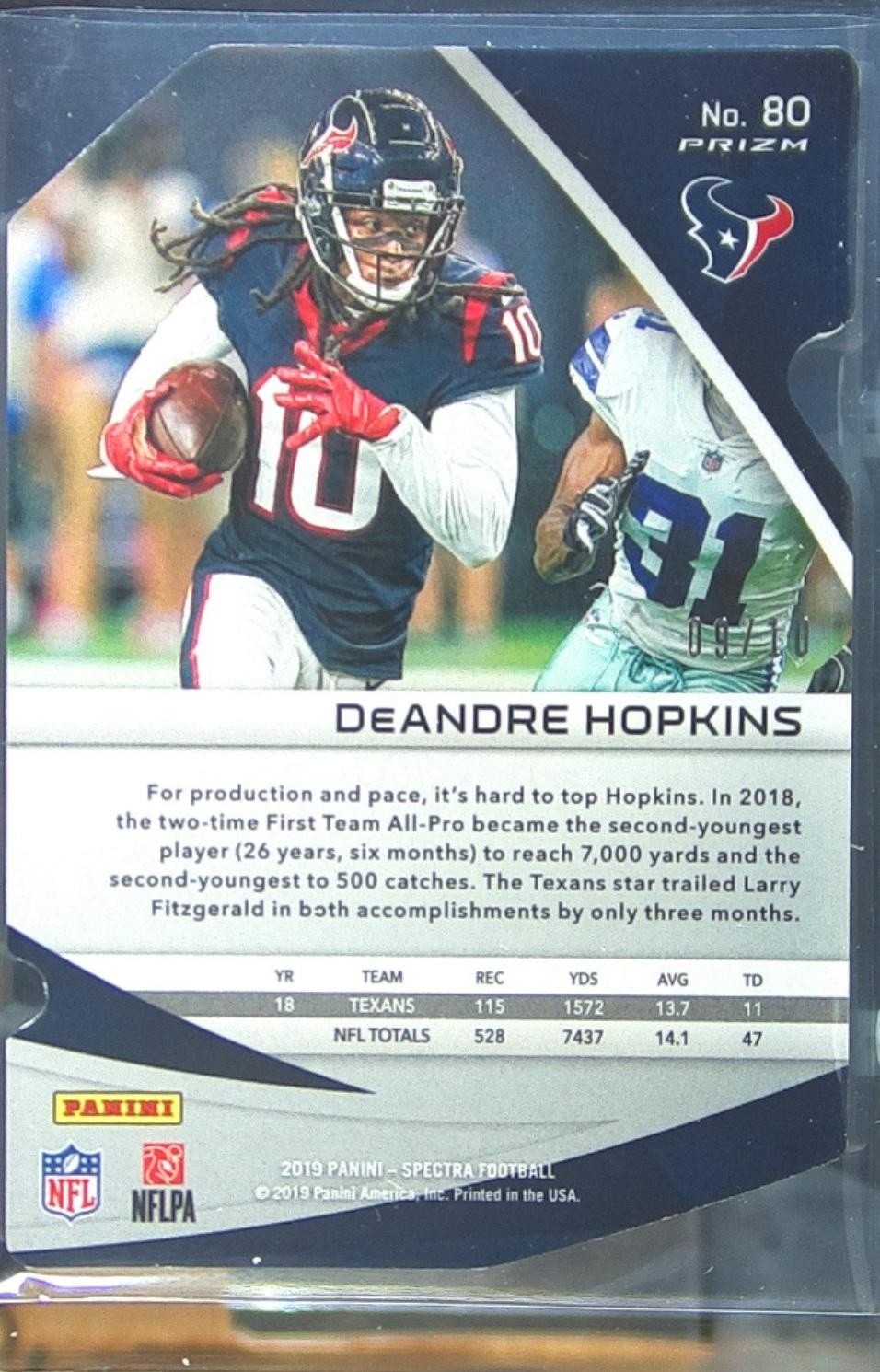 2019 Spectra DeAndre Hopkins Neon Orange Die Cut /10 #80 Texans - Image 3