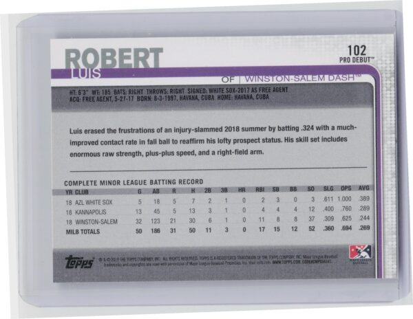 2019 Topps Pro Debut Luis Robert #102 Dash - Image 3