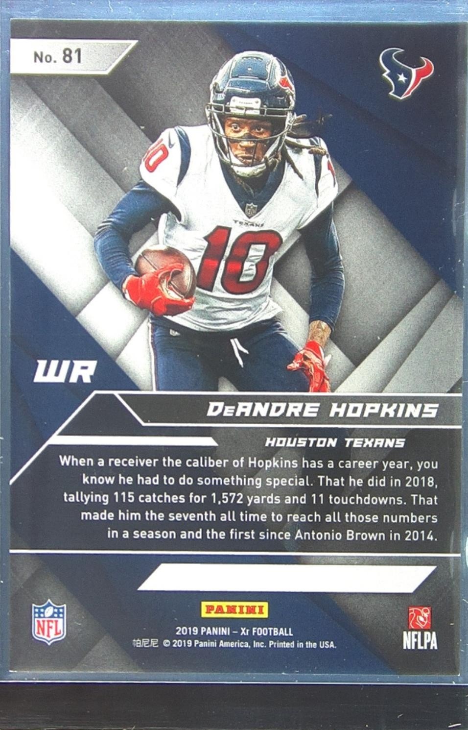 2019 XR DeAndre Hopkins Red /249 #81 Texans - Image 3