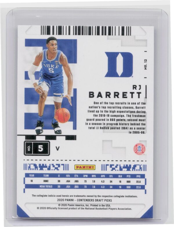 2020-21 Contenders Draft Picks RJ Barrett Game Ticket Explosion VAR #12 Devils - Image 3
