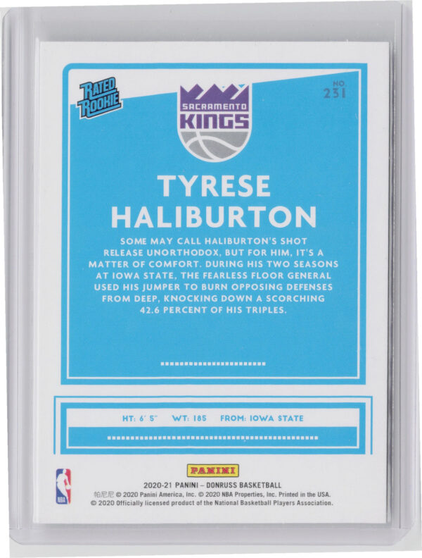 2020-21 Donruss Tyrese Haliburton RC #231 Kings - Image 3