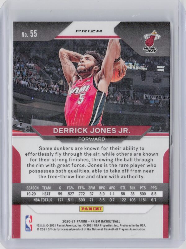 2020-21 Panini Prizm Derrick Jones Jr. Silver Prizms #55 Heat - Image 3
