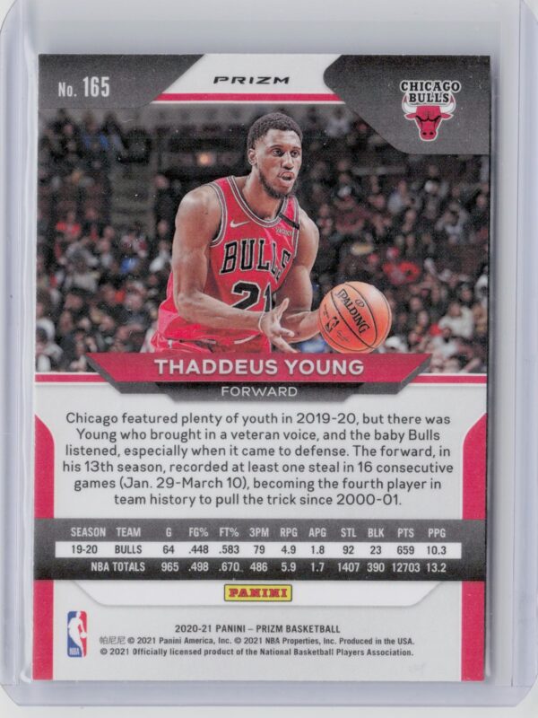 2020-21 Panini Prizm Thaddeus Young Choice Blue, Yellow and Green Prizms #165 Bu - Image 3
