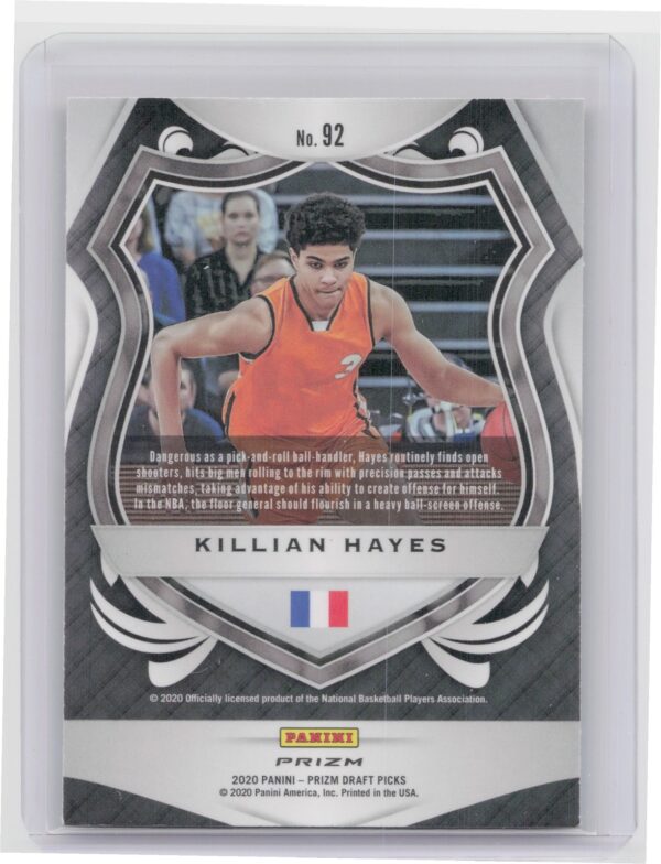 2020-21 Prizm Draft Picks Collegiate Killian Hayes Red White and Blue #92 - Image 3