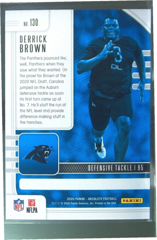 2020 Absolute Derrick Brown Retail RC #130 Panthers - Image 3