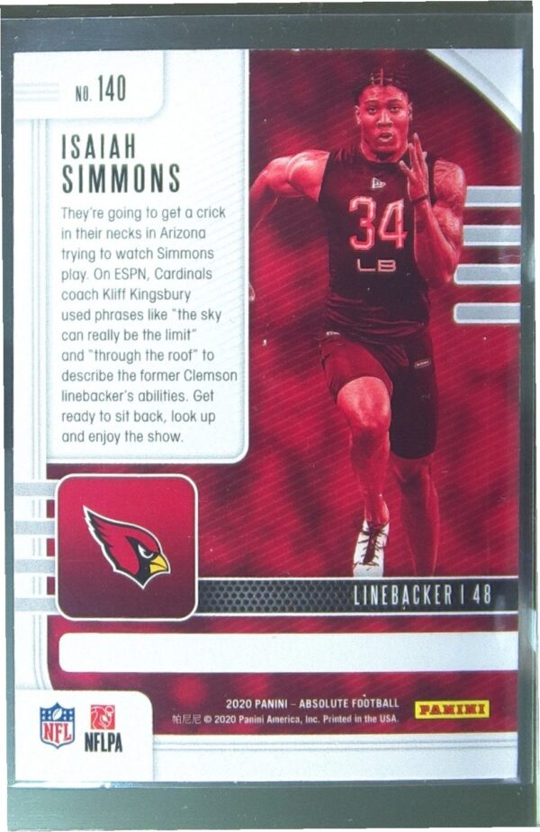 2020 Absolute Isaiah Simmons Retail RC #140 Cardinals - Image 3