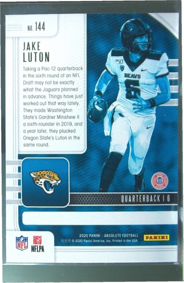 2020 Absolute Jake Luton Retail RC #144 Jaguars - Image 3