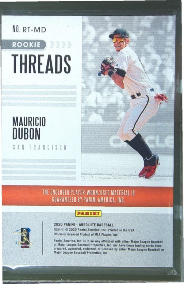 2020 Absolute Mauricio Dubon #RT-MD Giants Rookie Threads - Image 3