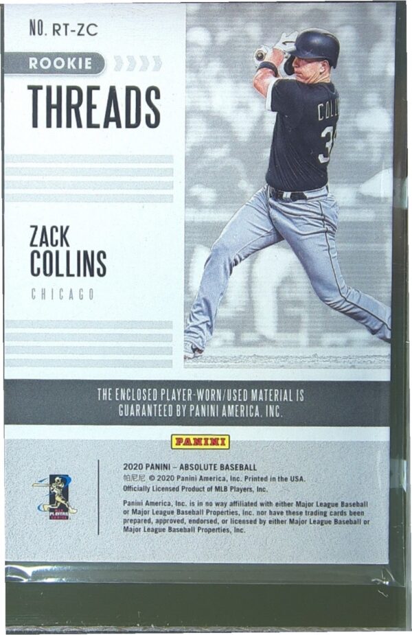 2020 Absolute Zack Collins JSY RC #RT-ZC Sox Rookie Threads - Image 3