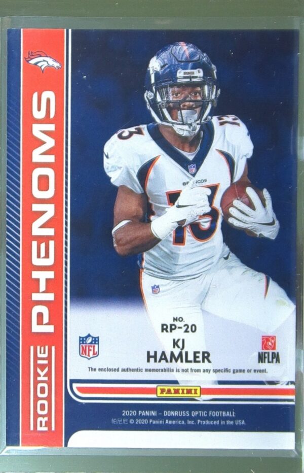 2020 Donruss Optic KJ Hamler JSY #RP-20 Broncos Rookie Phenoms Blue Hyper - Image 3
