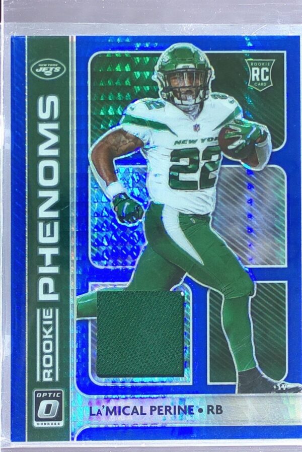 2020 Donruss Optic La'Mical Perine JSY RC #RP-40 Jets Rookie Phenoms Blue Hyper