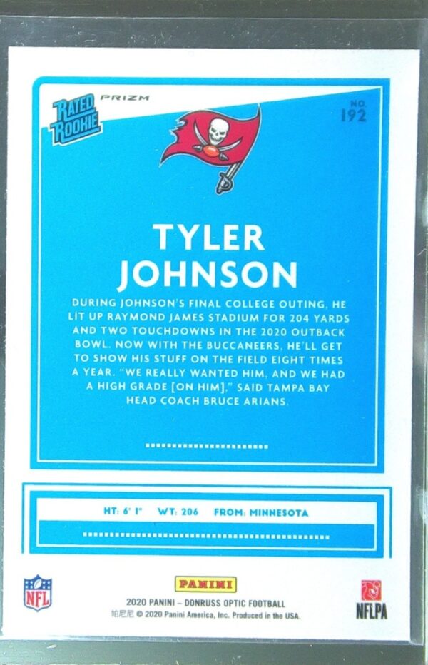 2020 Donruss Optic Tyler Johnson Blue Hyper RC #192 Buccaneers - Image 3