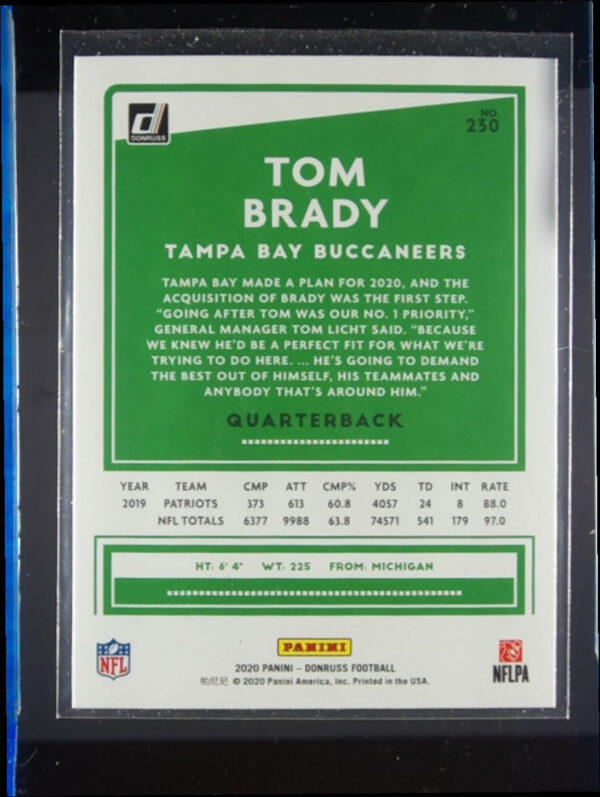 2020 Donruss Tom Brady #230 Buccaneers - Image 3