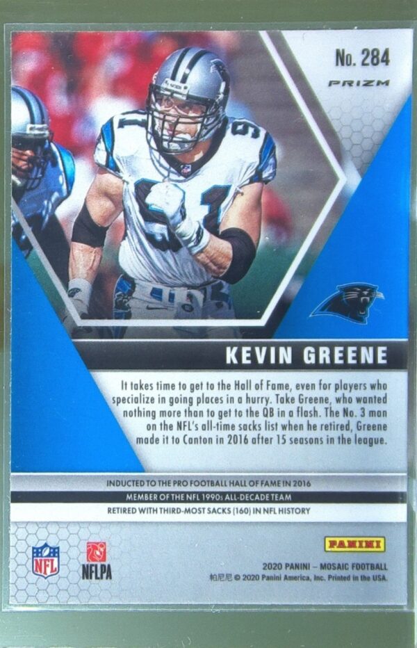 2020 Mosaic Kevin Greene Prizm Reactive Green #284 Panthers - Image 3