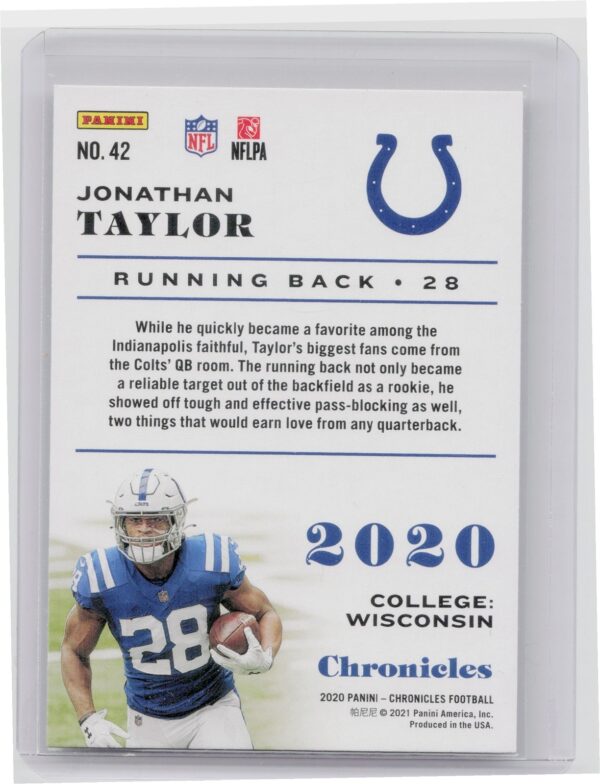 2020 Panini Chronicles Jonathan Taylor RC #42 Colts - Image 3