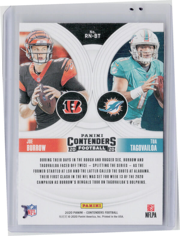 2020 Panini Contenders Joe Burrow / Tua Tagovailoa #RN-BT Dolphins Round Numbers - Image 3