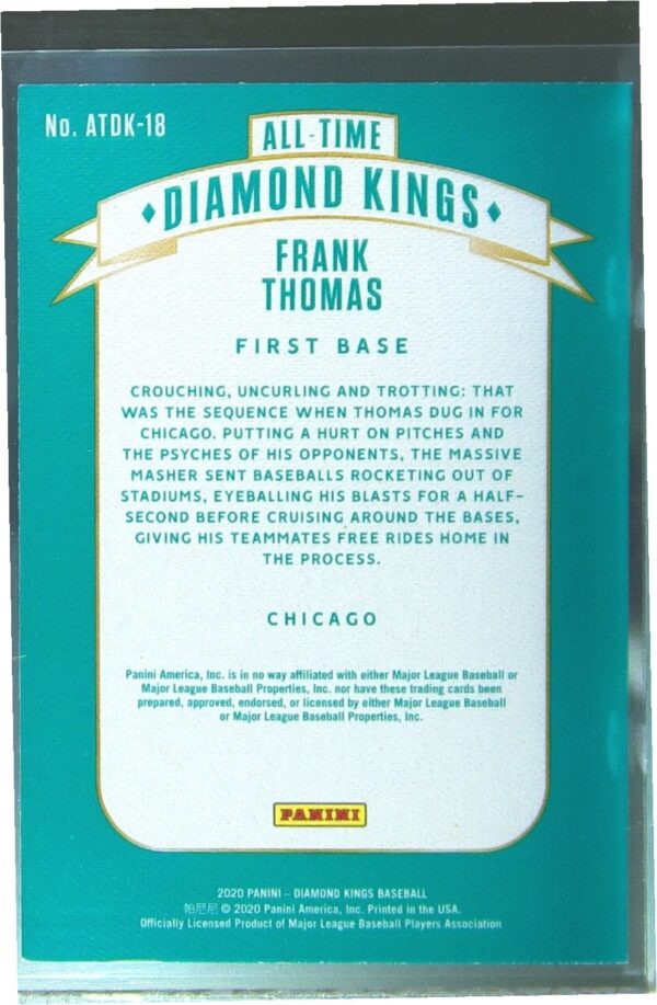 2020 Panini Diamond Kings Frank Thomas #ATDK-18 Sox All Time Diamond Kings - Image 3