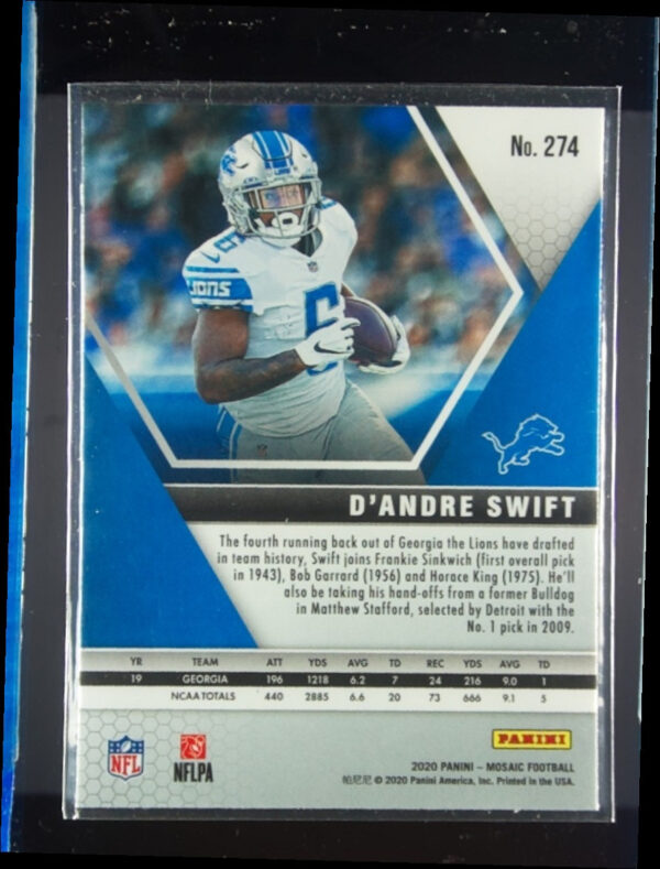 2020 Panini Mosaic D'Andre Swift #274 Lions - Image 3