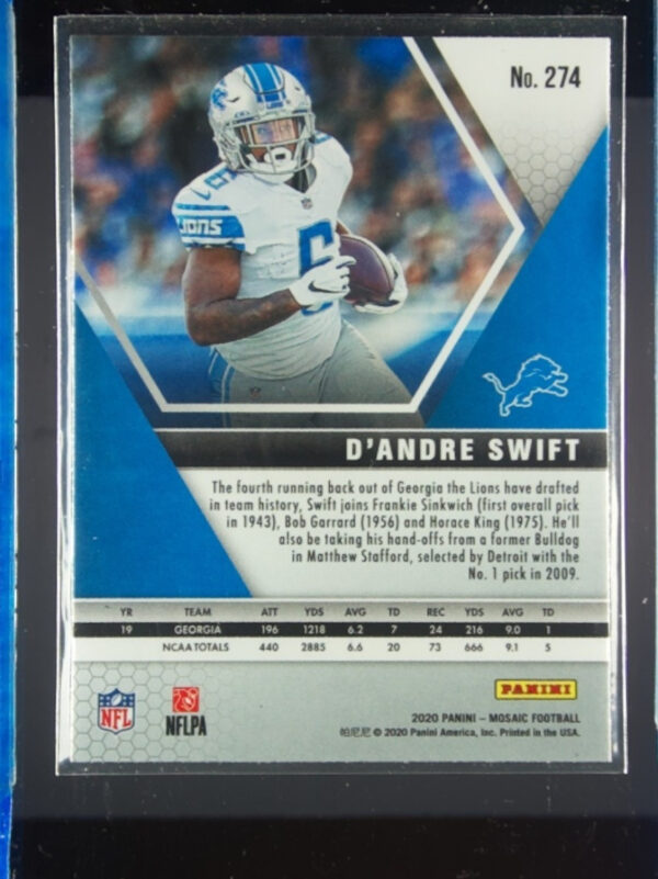 2020 Panini Mosaic D'Andre Swift #274 Lions - Image 3