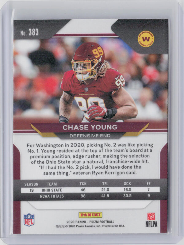 2020 Panini Prizm Chase Young RC #383 Team - Image 3