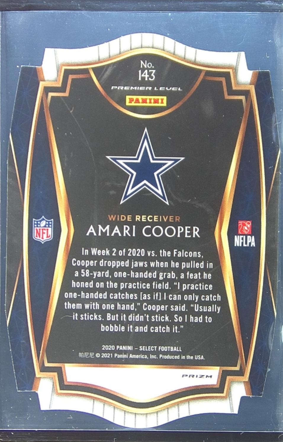 2020 Select Amari Cooper Purple Prizm Die Cut #143 Cowboys - Image 3