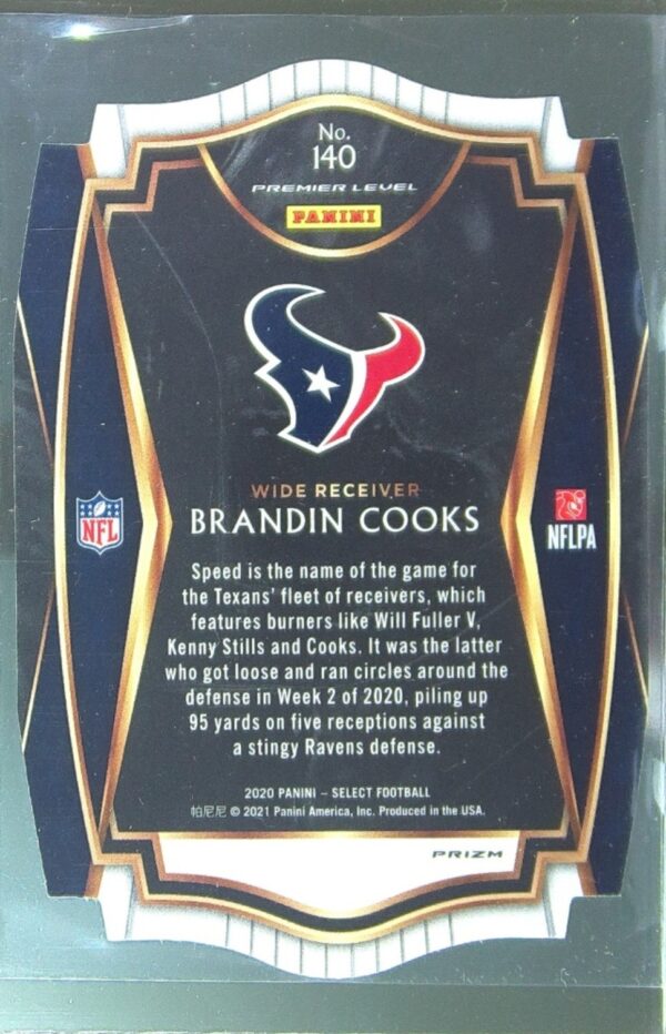 2020 Select Brandin Cooks Tri Color Prizm Die Cut #140 Texans - Image 3