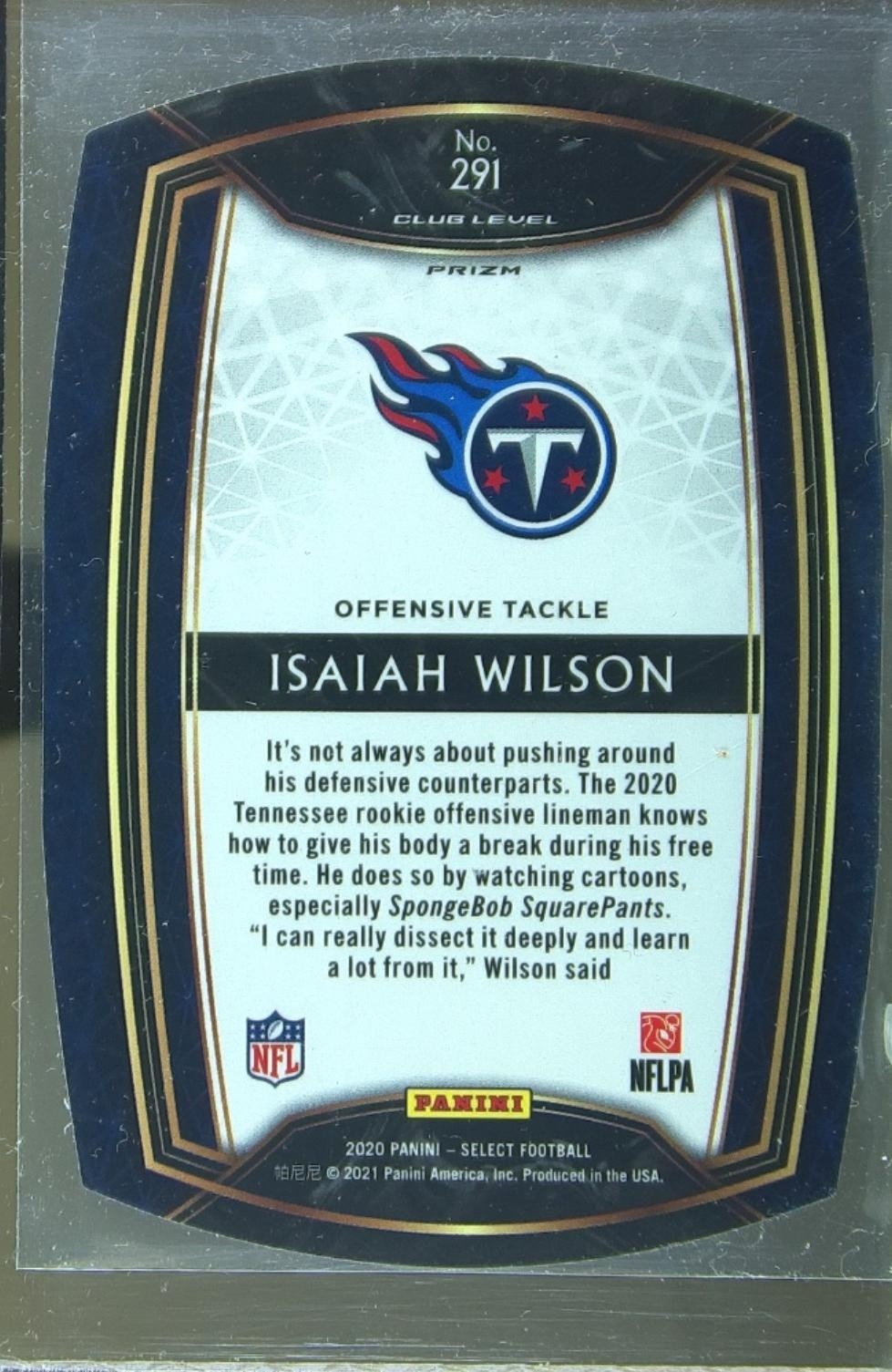 2020 Select Isaiah Wilson White Prizm Die Cut RC #291 Titans - Image 3