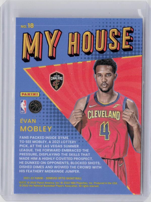 2021-22 Donruss Optic Evan Mobley #18 Cavaliers My House - Image 3