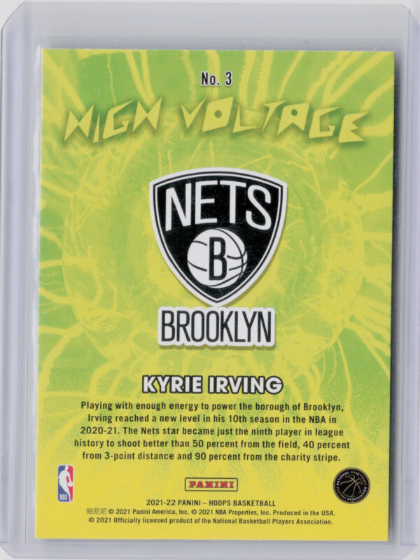 2021-22 Hoops Kyrie Irving #3 Nets High Voltage - Image 3