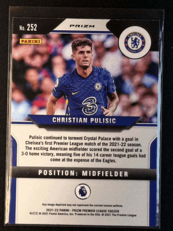 2021-22 Panini Prizm Premier League Christian Pulisic Pulsar Chelsea #252 - Image 3