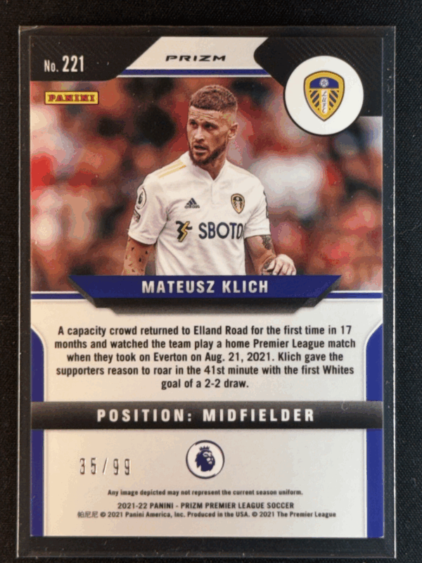 2021-22 Panini Prizm Premier League Mateusz Klitch Purple Pulsar /99 #221 - Image 3