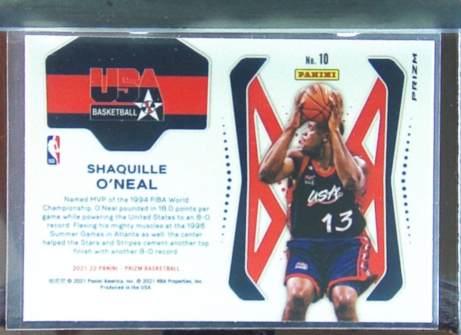 2021-22 Prizm Shaquille O'Neal #10 USA USA Basketball Prizms Green Wave - Image 3