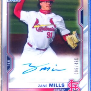 2021 Bowman Draft Zane Mills Auto /499 #CDA-ZM Cardinals Chrome Draft Pick Ref