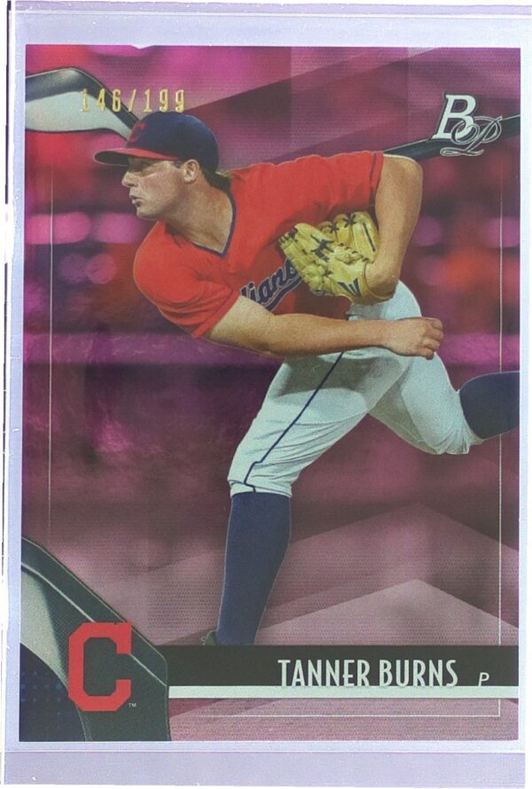 2021 Bowman Platinum Tanner Burns /199 #TOP-50 Indians Top Prospects Pink