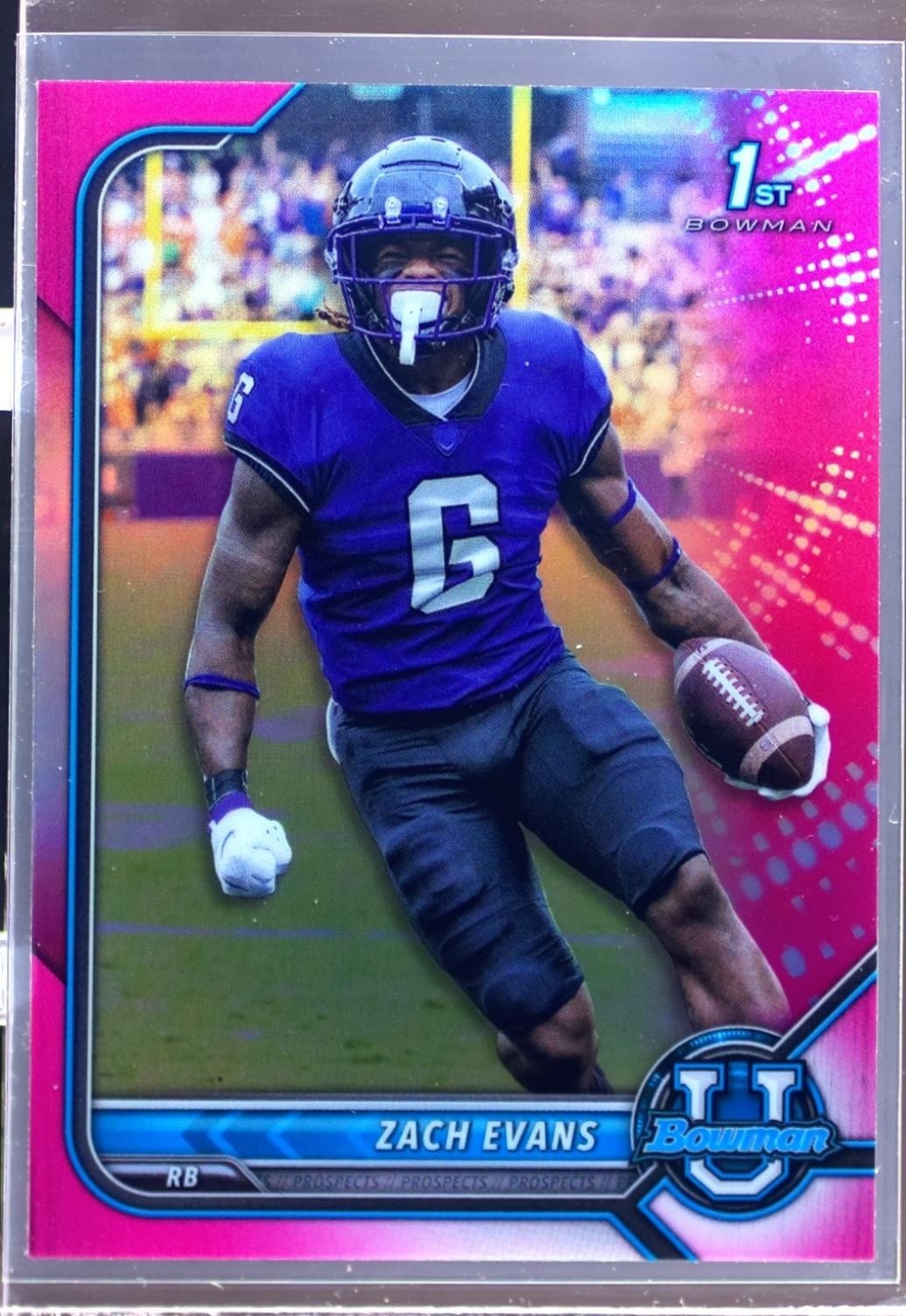 2021 Bowman University Zach Evans Chrome Pink #64 Frogs First