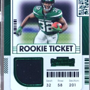 2021 Contenders Michael Carter RC JSY #RTS-MCA Jets Rookie Ticket Swatches