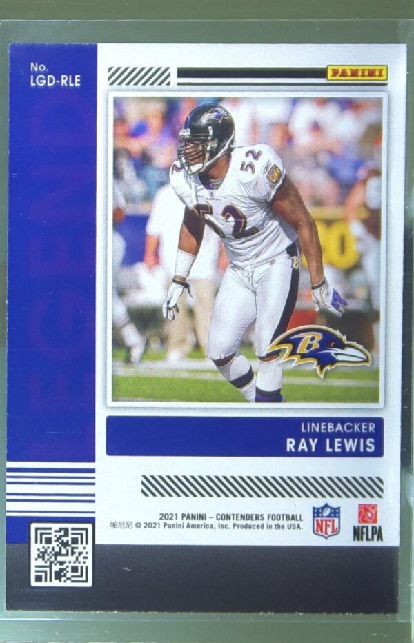 2021 Contenders Ray Lewis #LGD-RLE Ravens Legendary Contenders Emerald - Image 3