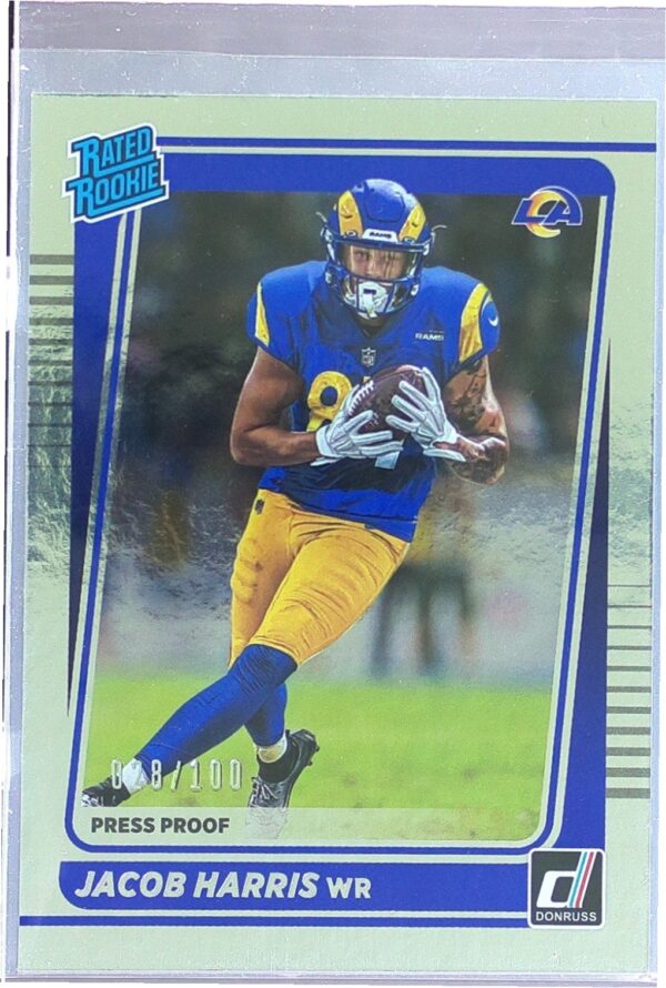 2021 Donruss Jacob Harris Press Proof Silver /100 RC #290 Rams