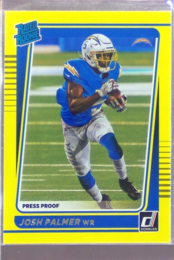 2021 Donruss Josh Palmer Press Proof Yellow RC #277 Chargers