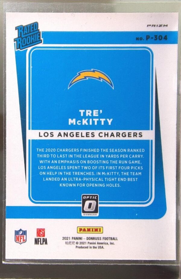 2021 Donruss Tre' McKitty Optic Rated Rookie Preview Red and Green RC #P-304 - Image 3